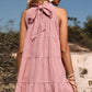 Tie Back Sleeveless Tiered Dress