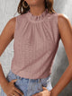Tied Eyelet Mock Neck Tank Dusty Pink