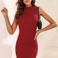 Ribbed Sleeveless Slit Knit Dress