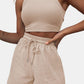 Round Neck Top and Drawstring Shorts Set