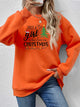 Letter Graphic Round Neck Sweatshirt Pumpkin