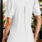 Eyelet Notched Short Sleeve Blouse