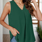 Full Size Ruched V-Neck Tank