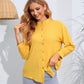 Mock Neck Buttoned Long Sleeve Shirt