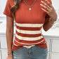 Devine Striped Round Neck Short Sleeve Knit Top