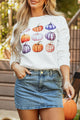Pumpkin Graphic Long Sleeve Sweatshirt White