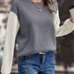 Contrast Round Neck Drop Shoulder Sweatshirt