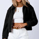 Long Sleeve Collared Neck Sherpa Jacket Black