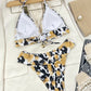 Animal Print Halter Neck Bikini Set