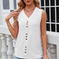 Decorative Button Eyelet V-Neck Tank