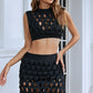 Openwork Cropped Top and Skirt Set