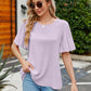 Pleated Flutter Sleeve Round Neck Blouse