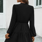 V-Neck Tie Neck Long Sleeve Dress