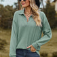 Johnny Collar Dropped Shoulder Blouse