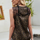 Shiny Leopard Spliced Lace Scalloped Tank