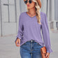 Eyelet V-Neck Flounce Sleeve Blouse