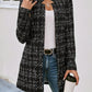 Plaid Open Front Long Sleeve Blazer