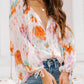 Printed Tie Neck Long Sleeve Blouse