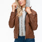 YMI Removable Faux Layered Multi-Pocket Jacket with Fuzzy Hood