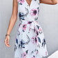 Printed Zip Detail Belted Sleeveless Dress