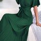 Pleated Flutter Sleeve Belted Dress