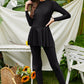 Mock Neck Long Sleeve One-Piece Swimwear