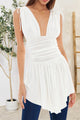 Ruched Wide Strap Tank White