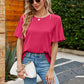 Pleated Flutter Sleeve Round Neck Blouse