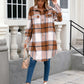 Plaid Button Up Long Sleeve Longline Outerwear