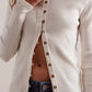 Button Up Round Neck Long Sleeve Cardigan