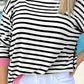 Striped Round Neck Long Sleeve Sweatshirt