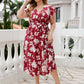 Plus Size Floral Tie Waist Surplice Neck Midi Dress