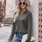 Mandy Decorative Button Johnny Collar Long Sleeve Blouse