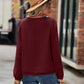 Swiss Dot V-Neck Long Sleeve Blouse