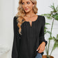 Notched Flounce Sleeve Blouse