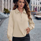 Collared Neck Raglan Sleeve Buttoned Blouse