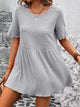 Ivy Lane Round Neck Short Sleeve Blouse Light Gray