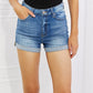 Kancan Full Size High Rise Medium Stone Wash Denim Shorts