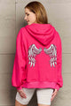 Simply Love Full Size Angel Wings Graphic Hoodie Hot Pink