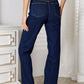 Judy Blue Full Size Raw Hem Straight Leg Jeans with Pockets