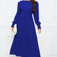 Round Neck Flounce Sleeve Pleated Dress