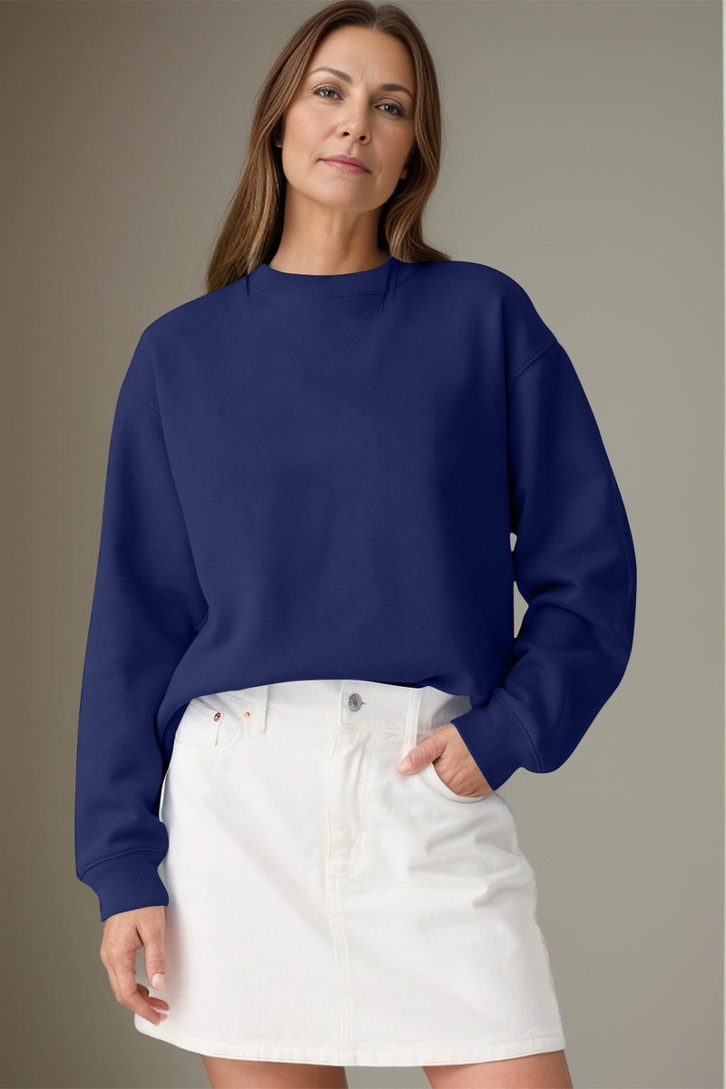 Round Neck Long Sleeve Sweatshirt Dark Navy