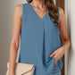 Full Size Ruched V-Neck Tank