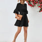 Round Neck Tie Belt Flounce Sleeve Dress