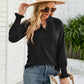 Heathered Flounce Sleeve Curved Hem Top