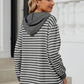 Drawstring Striped Long Sleeve Hoodie