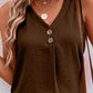 Full Size Decorative Button V-Neck Tank