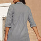 Button-Up Longline Shirt with Breast Pockets