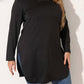 Plus Size Slit Long Sleeve T-Shirt