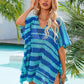 Tassel Openwork Striped V-Neck Cover Up